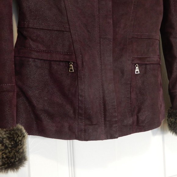 Danier deep purple Genuine Leather winter jacket in size 3XS - Picture 2 of 14